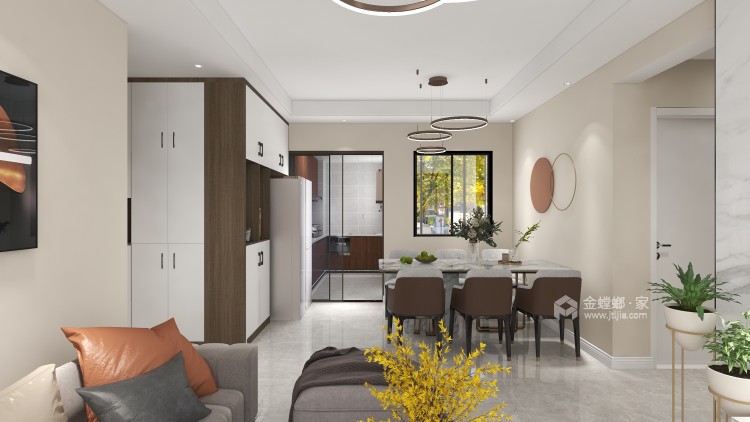 108平白沙鹭岛现代风格-温馨三居室-餐厅效果图及设计说明