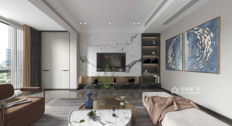 160平山水原著现代风格-跃层空间-客厅效果图及设计说明