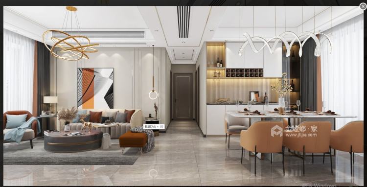 139平邦泰天誉现代风格-三室现代轻奢-客厅效果图及设计说明