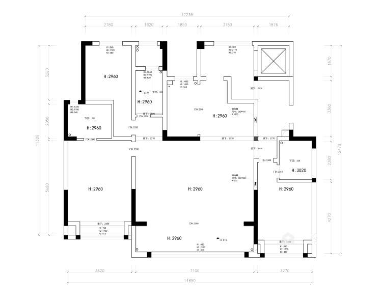 168平国仕九礼现代风格-用简洁为主的设计，营造安静舒适的居住-业主需求&原始结构图