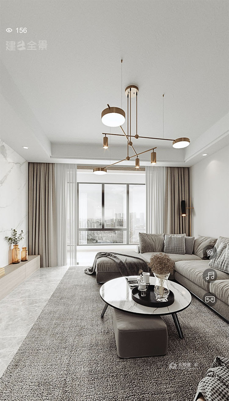 130仙龙湾山庄现代风格-极简的灵性-客厅效果图及设计说明