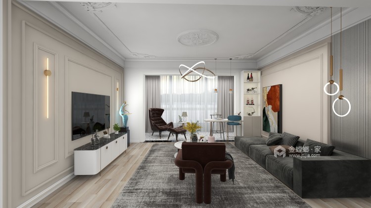 140平碧桂园法式风格-客厅效果图及设计说明