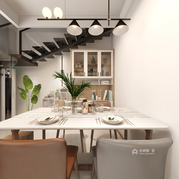 168平北直街小区北欧风格-妙用宜家搭配出温暖的家-餐厅效果图及设计说明