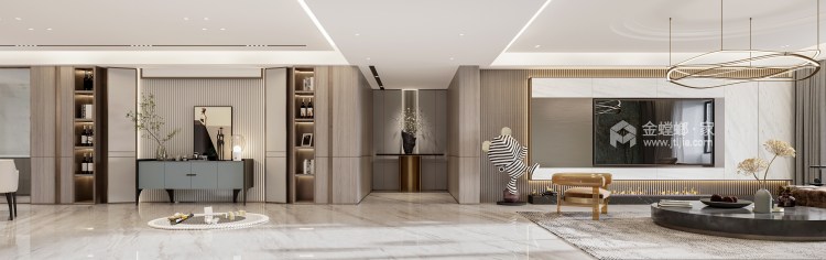 300平巨凝金水岸现代风格-精致生活态度 • 都市漫步-客厅效果图及设计说明