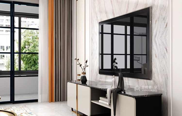 140平龙湖时代天街现代风格-现代轻奢 追求恰到好处的精致-客厅效果图及设计说明