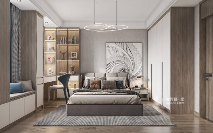 140平青奥村现代风格-对纯粹美的追求-卧室效果图及设计说明