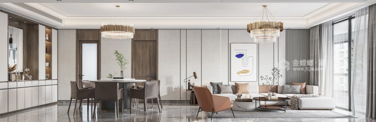 140平青奥村现代风格-对纯粹美的追求-客厅效果图及设计说明