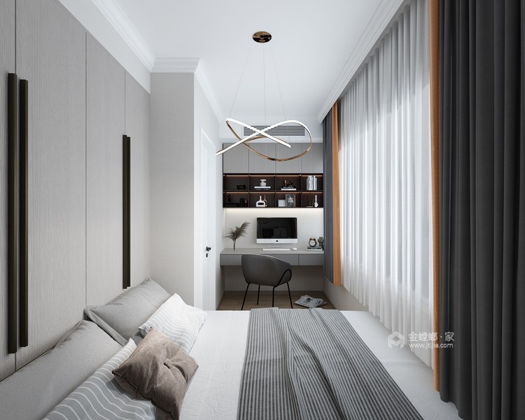110平中商万豪现代风格-城市度假 无界之家-卧室效果图及设计说明