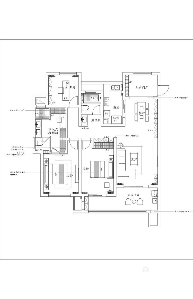 128平玉兰广场现代风格-宽与所见，以横厅开启MAX生活-平面设计图及设计说明