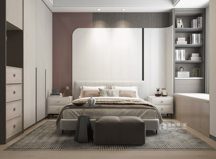 140平晋陵文锦现代风格-灰色系空间设计，精致温馨的小资情调-卧室效果图及设计说明