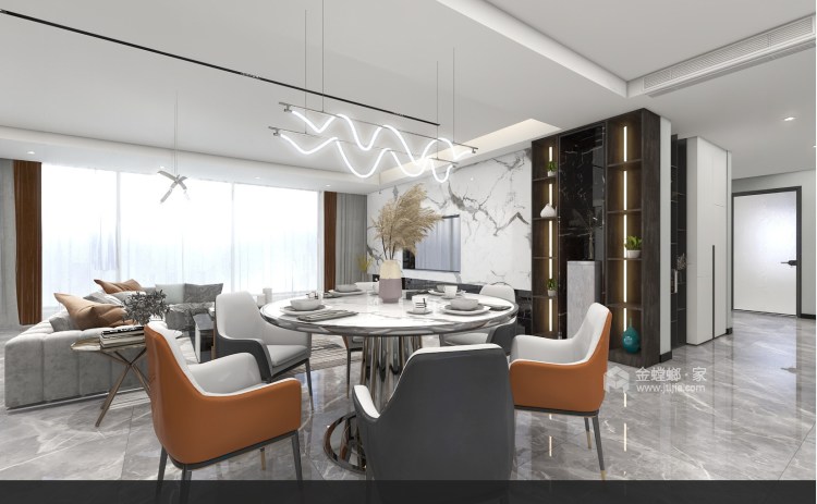 175平玉兰广场现代风格-用低调的方式诠释奢华，简单的手法表现气质与品位-餐厅效果图及设计说明
