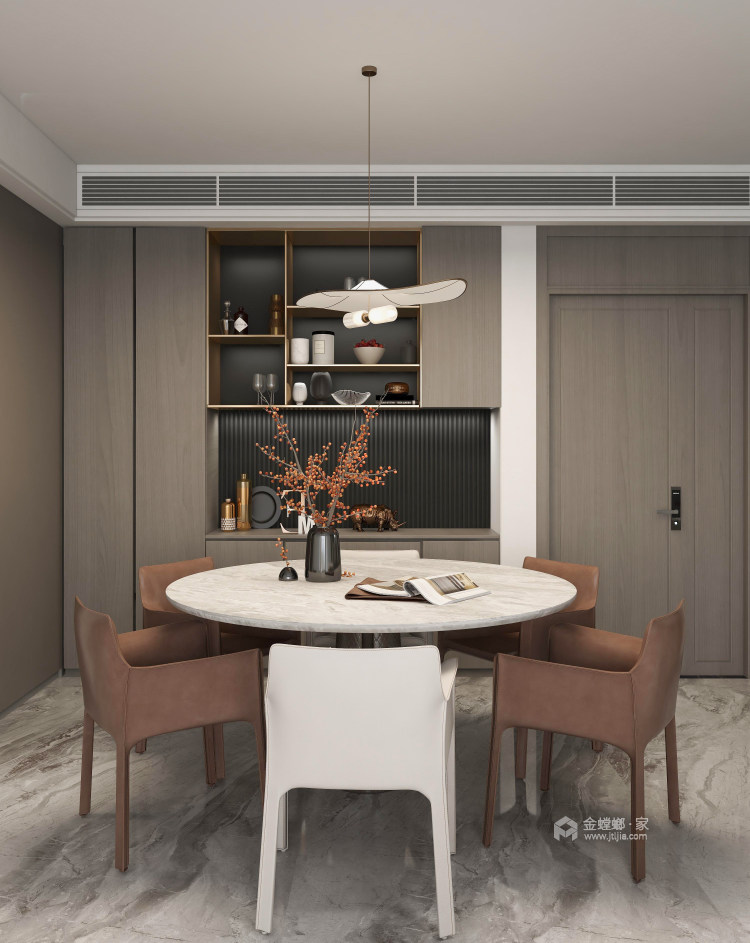 140平晋陵文锦现代风格-灰色系空间设计，精致温馨的小资情调-餐厅效果图及设计说明