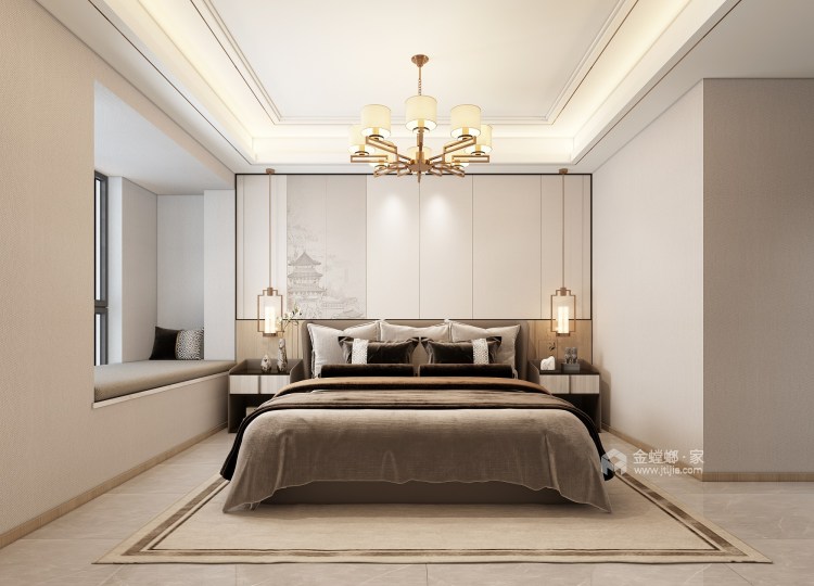 261平冠景君悦湖新中式风格-卧室效果图及设计说明