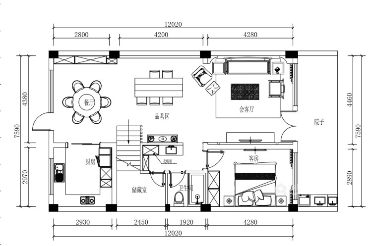 235平漕桥现代风格-心奢会，新室内-平面布置图