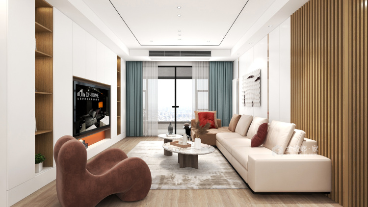 137平星河国际现代风格-木色芳馨-客厅效果图及设计说明