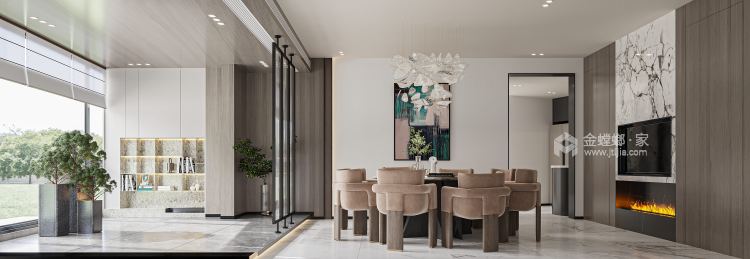 232平金鹰国际现代风格-侘寂之家-餐厅效果图及设计说明