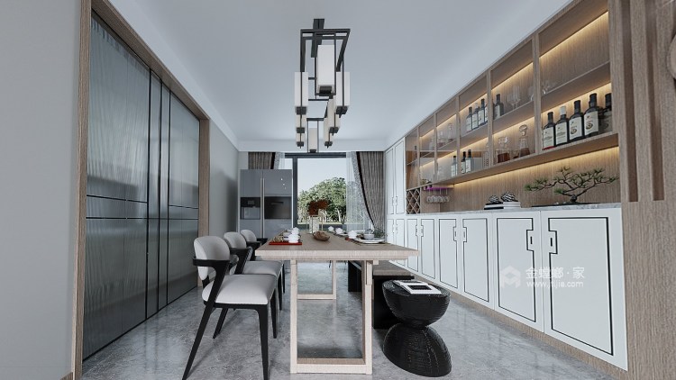 128平雅居乐凤凰湖新中式风格-虚室留白-餐厅效果图及设计说明