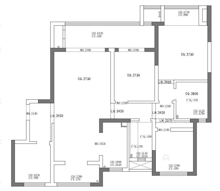 128平雅居乐凤凰湖新中式风格-虚室留白-业主需求&原始结构图