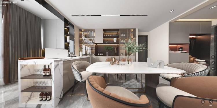 144平蘭台府现代风格-餐厅效果图及设计说明