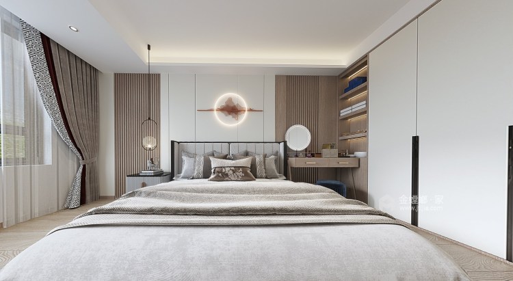 128平雅居乐凤凰湖新中式风格-虚室留白-卧室效果图及设计说明