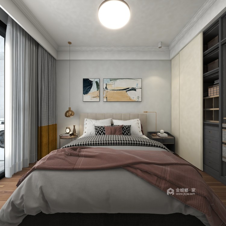140平玉兰广场现代风格-精致简约风-卧室效果图及设计说明
