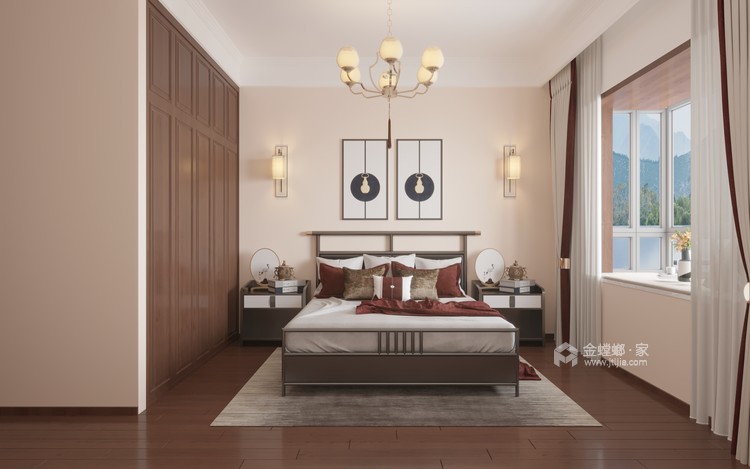 155平涑水印象新中式风格-卧室效果图及设计说明