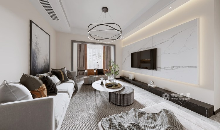 125平巴厘岛现代风格-高级灰的家-客厅效果图及设计说明