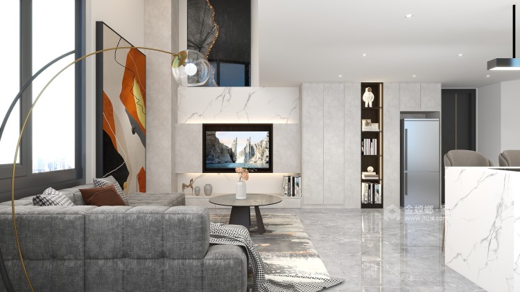 81平佳兆业西广场现代风格-黑白灰的小公寓-客厅效果图及设计说明