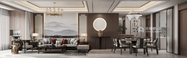 140平佳兆业·悦峰新中式风格-餐厅效果图及设计说明