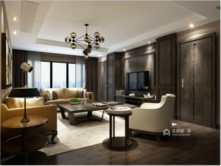 139平滨江国际-旧房改造-客厅效果图及设计说明