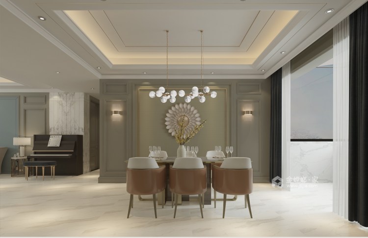 167平象湖壹号现代风格-简约风的一点波澜-餐厅效果图及设计说明