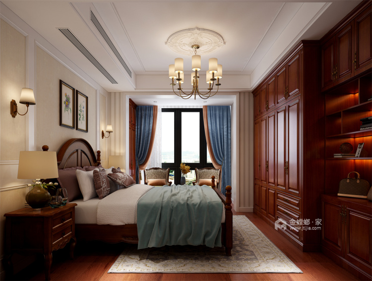 120平河滨雅苑美式风格-米咖色的美式-卧室效果图及设计说明