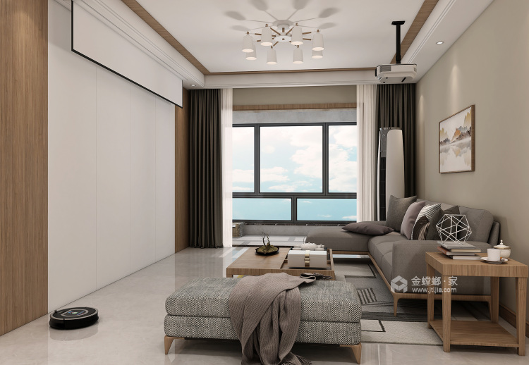 160平阳光和苑日式风格-木色轻空间-客厅效果图及设计说明