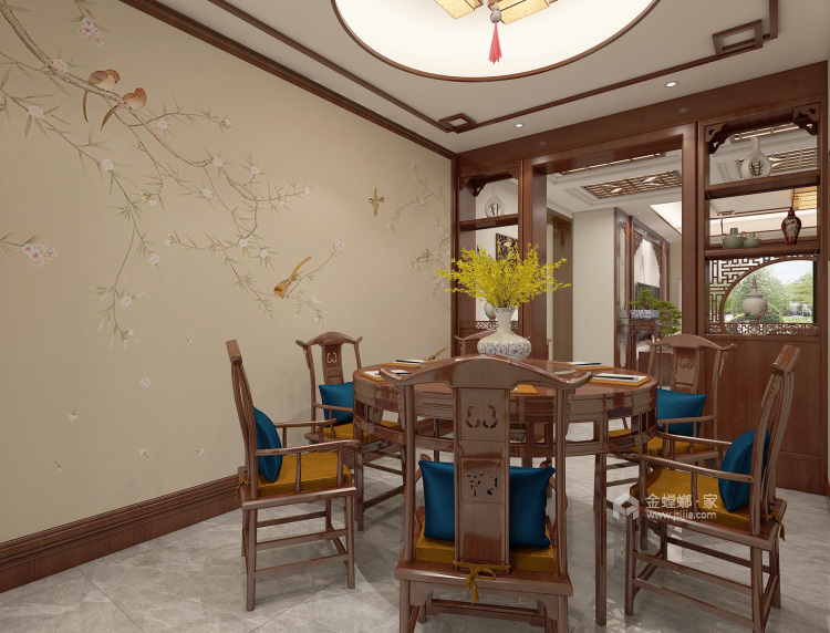 150平悦湖会中式风格-餐厅效果图及设计说明
