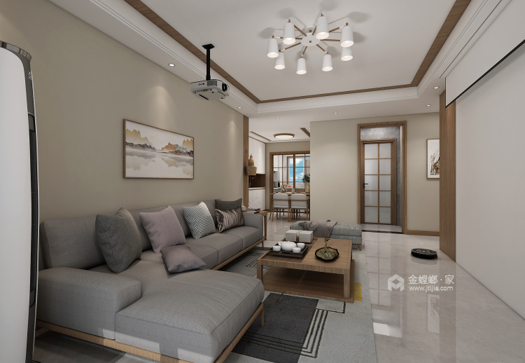 160平阳光和苑日式风格-木色轻空间-客厅效果图及设计说明
