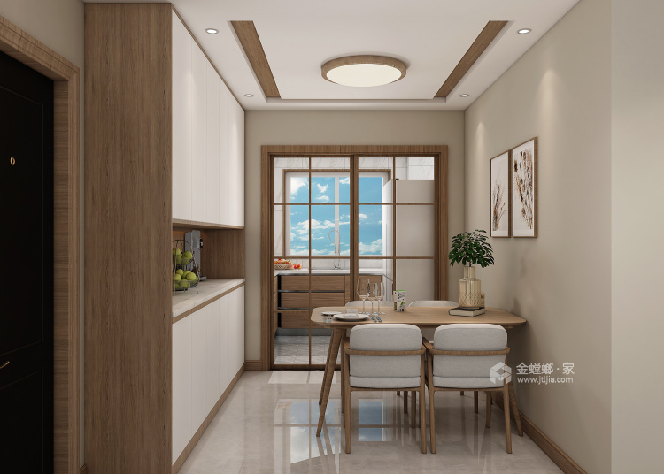 160平阳光和苑日式风格-木色轻空间-餐厅效果图及设计说明