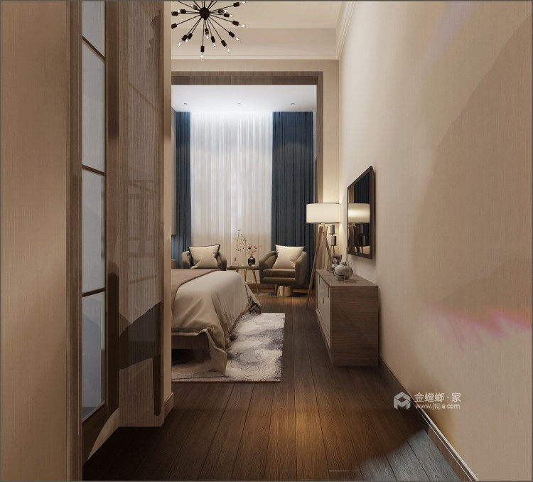 320平新田城别墅现代风格-独树一帜-卧室效果图及设计说明