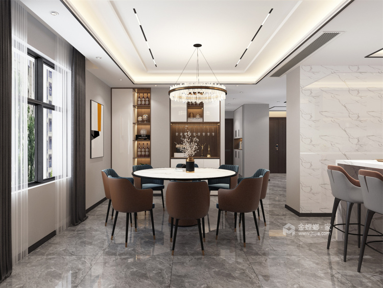 200平泉山39现代风格-含蓄的素灰-餐厅效果图及设计说明