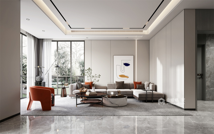190平独墅苑现代风格-演绎优雅-客厅效果图及设计说明