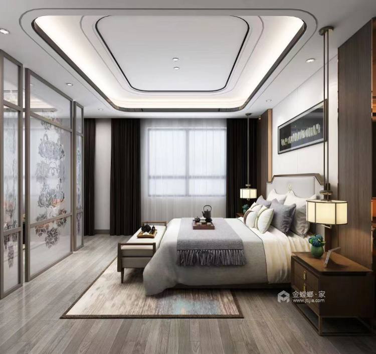 290平国樾府别墅新中式风格-卧室效果图及设计说明