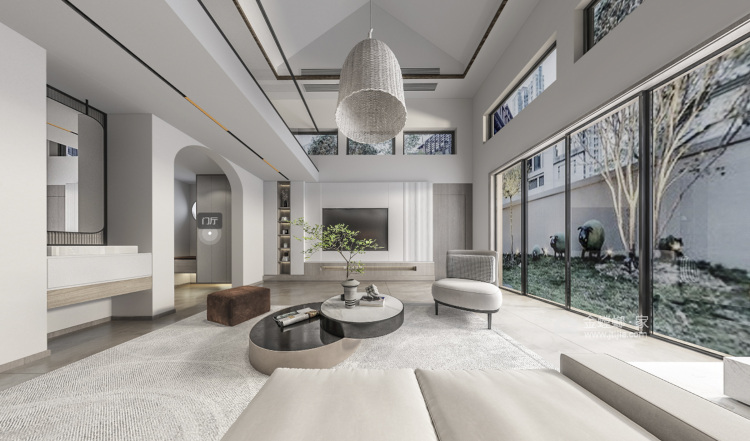 160平十里江南现代风格-客厅效果图及设计说明