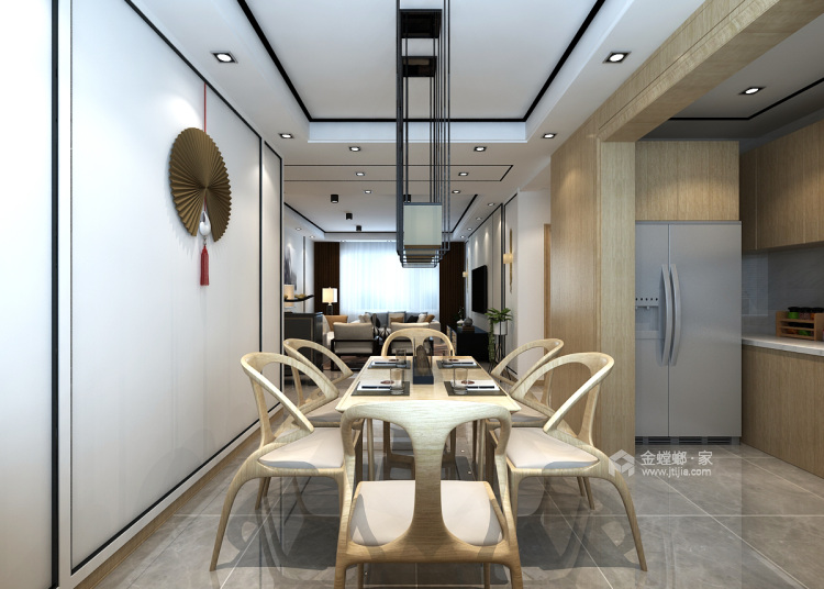 130平亚泰华府新中式风格-餐厅效果图及设计说明