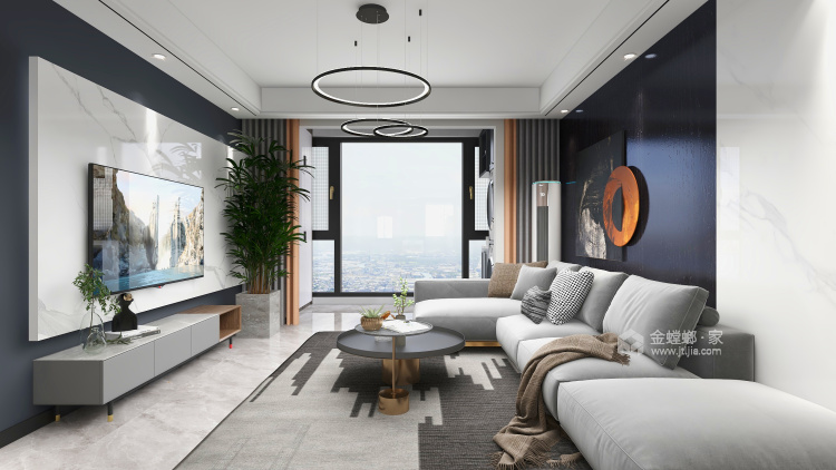 110平香城花园现代风格-用最舒服的方式拥抱生活-客厅效果图及设计说明