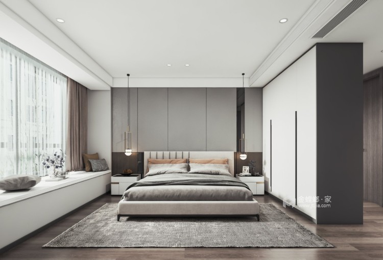 120平橡树林小区现代风格-卧室效果图及设计说明