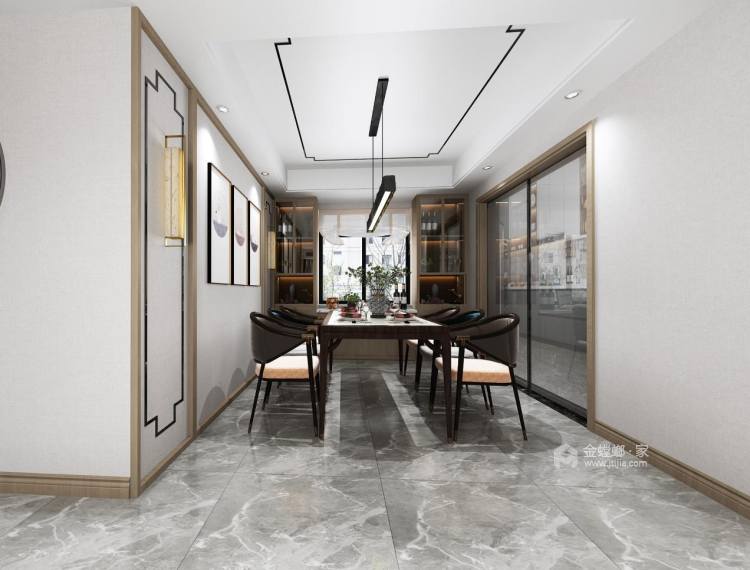120平金色威尼斯新中式风格-餐厅效果图及设计说明