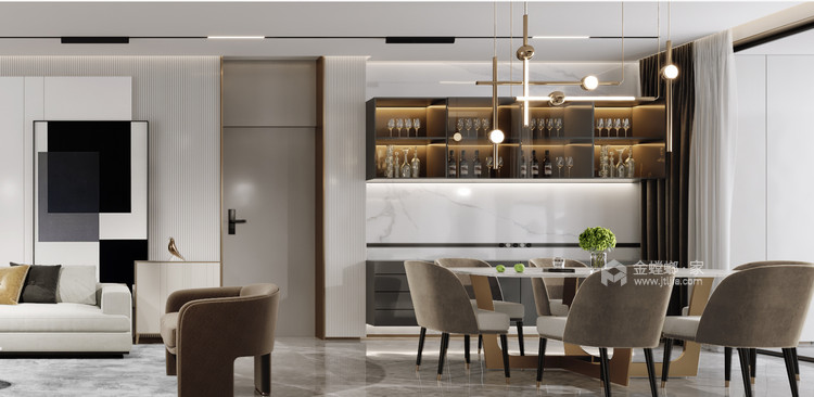 125平武汉天地现代风格-餐厅效果图及设计说明