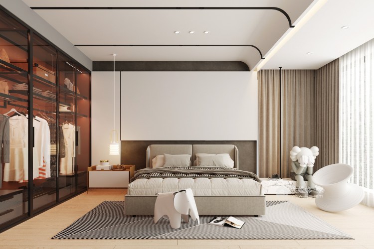 190平金水府现代风格-卧室效果图及设计说明
