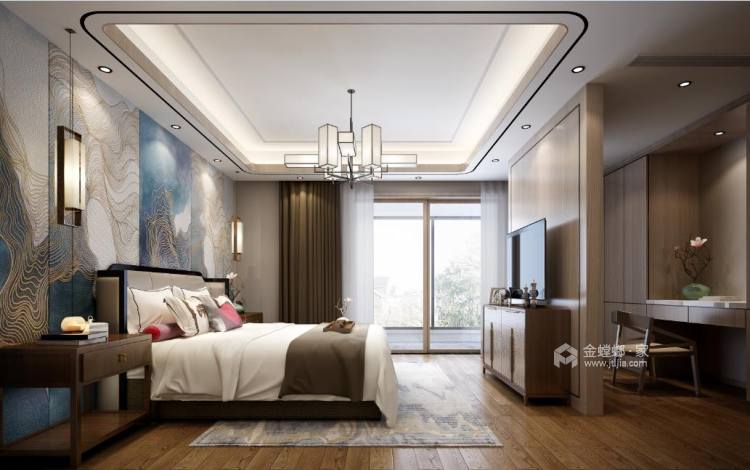 160平中粮本岸新中式风格-于方圆之中，内有乾坤-卧室效果图及设计说明