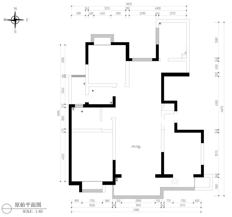 135平玲珑湾花园现代风格-业主需求&原始结构图