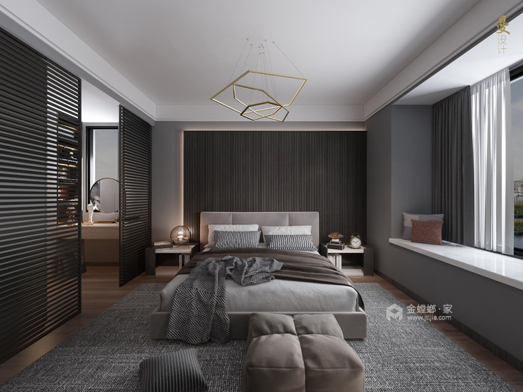 120平高速时代现代风格-卧室效果图及设计说明